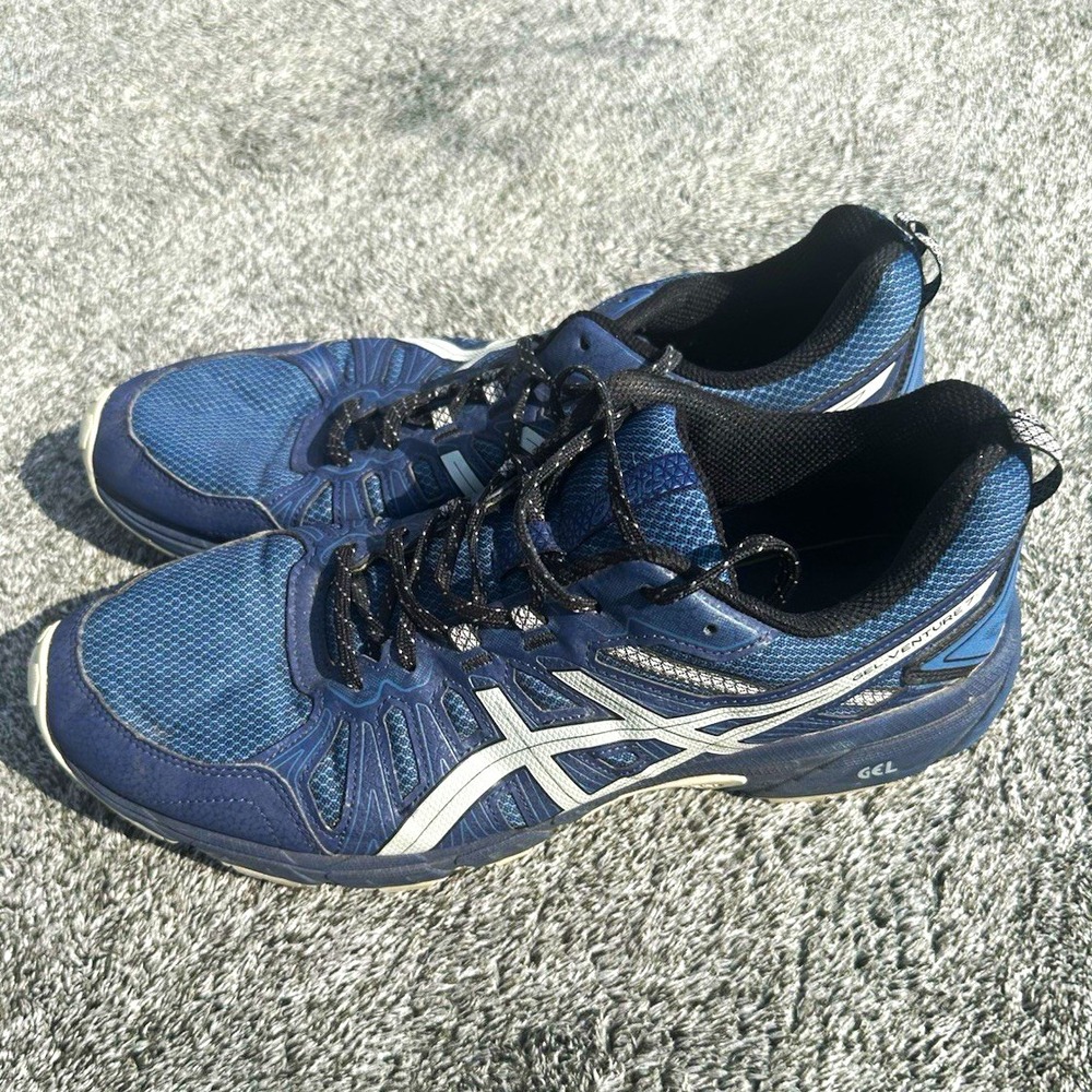 ASICS Gel Venture 7 Men's Size 12 Blue Silver Trail Running Shoes 1011A560